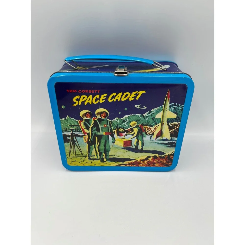 G Whiz Tom Corbett Space Cadet Metal Lunch Box Reproduction Blue Sci-Fi Retro